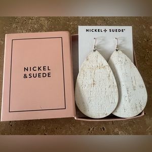 White cork leather N&S earrings🤍